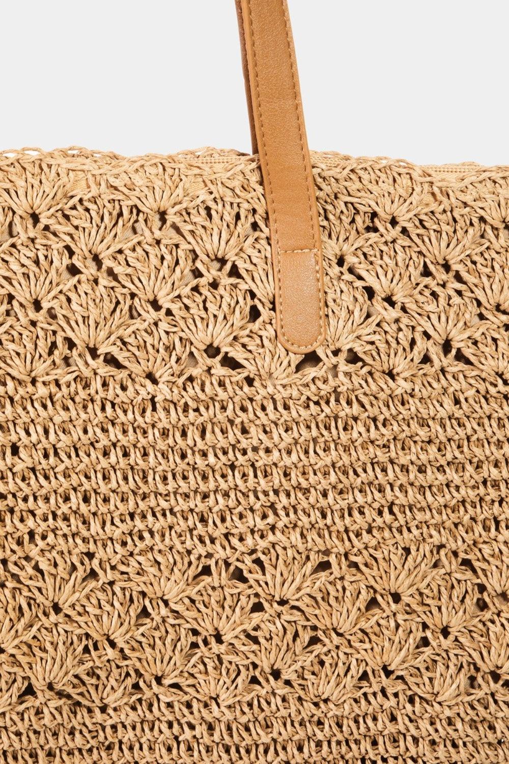 Fame Straw Braided Tote Bag - KevRow5760