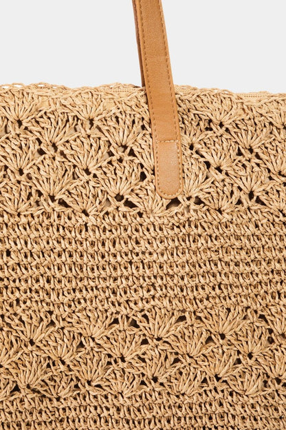 Fame Straw Braided Tote Bag - KevRow5760