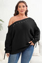 Plus Size One Shoulder Beaded Sweater