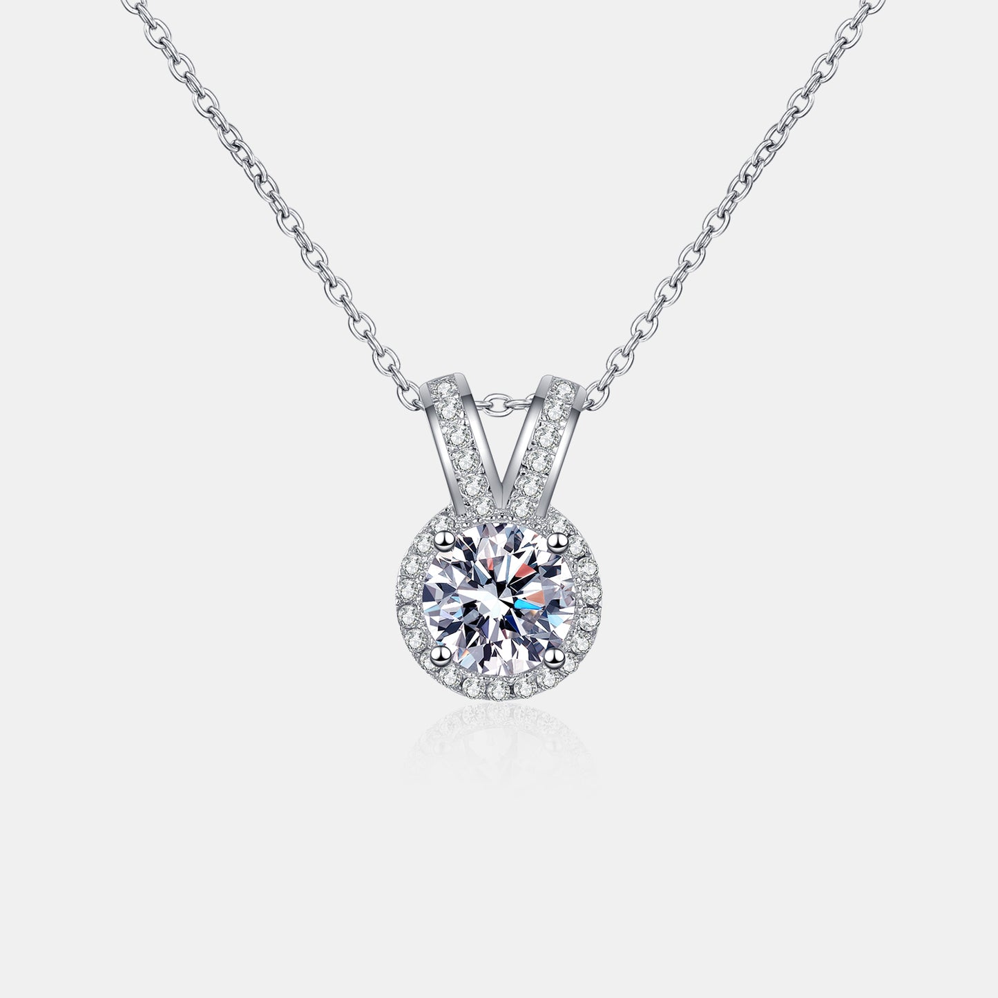 Elegant 1 Carat Moissanite Rabbit Ears Shaped Pendant Necklace with Sparkling Cubic Zirconia Stones