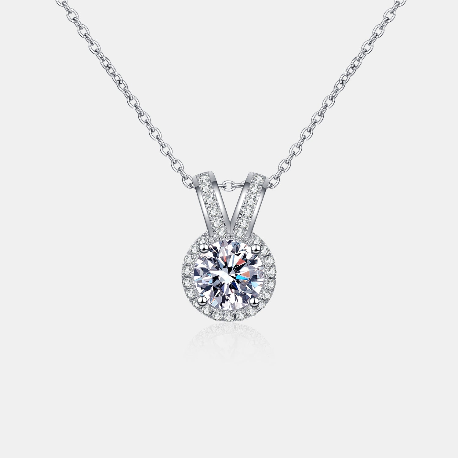 Elegant 1 Carat Moissanite Rabbit Ears Shaped Pendant Necklace with Sparkling Cubic Zirconia Stones