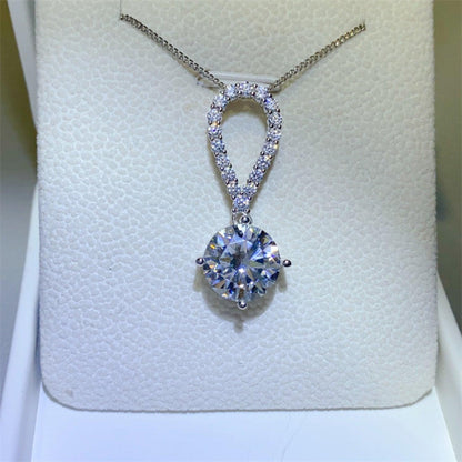 5 Carat Moissanite 925 Sterling Silver Teardrop Necklace - KevRow5760