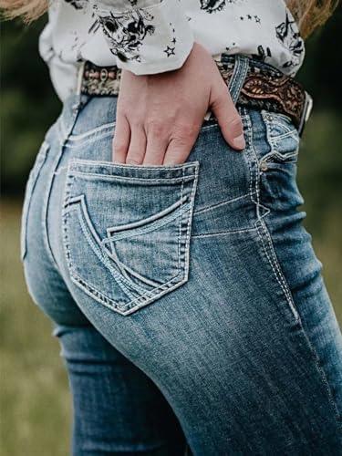 Flamingals Butt Lifting Jeans for Women Trendy Tummy Control Jeans Stretch Boot Cut Jeans Denim Pants - KevRow5760