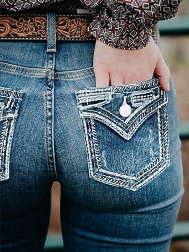 Flamingals Butt Lifting Jeans for Women Trendy Tummy Control Jeans Stretch Boot Cut Jeans Denim Pants - KevRow5760