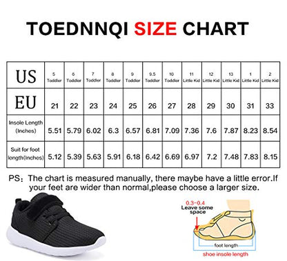 TOEDNNQI Boys Girls Sneakers Kids Lightweight Breathable Strap Athletic Running Shoes for Toddler/Little Kid/Big Kid