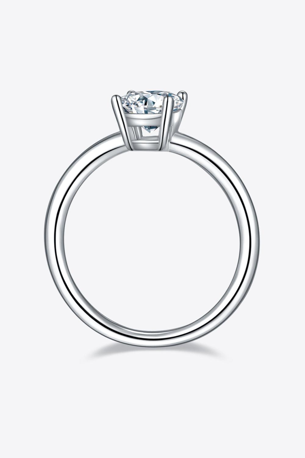 Elegant sterling silver solitaire ring with a dazzling moissanite center stone