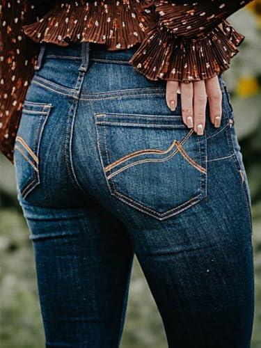 Flamingals Butt Lifting Jeans for Women Trendy Tummy Control Jeans Stretch Boot Cut Jeans Denim Pants - KevRow5760