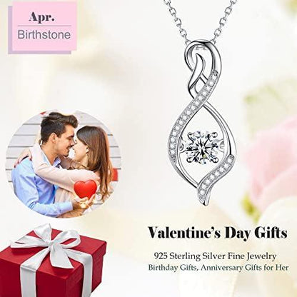 ELDA &amp; CO. Valentines Day Birthday Gifts for Mom Women Endless Love Necklace 925 Sterling Silver with January February Birthstones Garnet Amethyst Jewelry Gifts for Her - KevRow5760