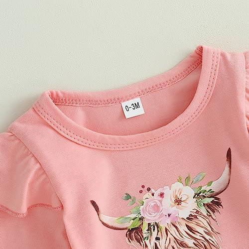 Newborn Baby Girl Clothes Infant Rib Frill Long Sleeve Romper Floral Flared Pants Headband 3pcs Fall Winter Outfits - KevRow5760