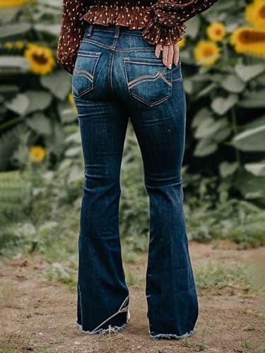 Flamingals Butt Lifting Jeans for Women Trendy Tummy Control Jeans Stretch Boot Cut Jeans Denim Pants - KevRow5760