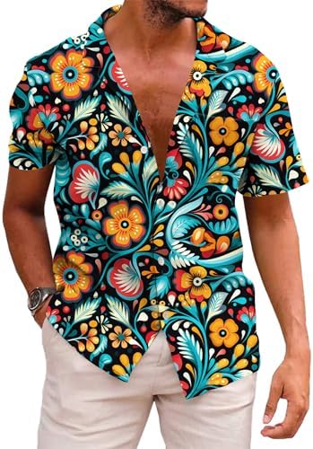 KYKU Aztec Tribal Ethnic Men's Resort Hawaiian 3D Printed Shirt - Vibrant Summer Style for Outdoor Vacation