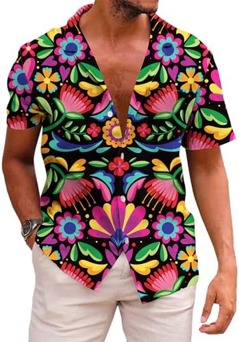 KYKU Aztec Tribal Ethnic Men's Resort Hawaiian 3D Printed Shirt - Vibrant Summer Style for Outdoor Vacation