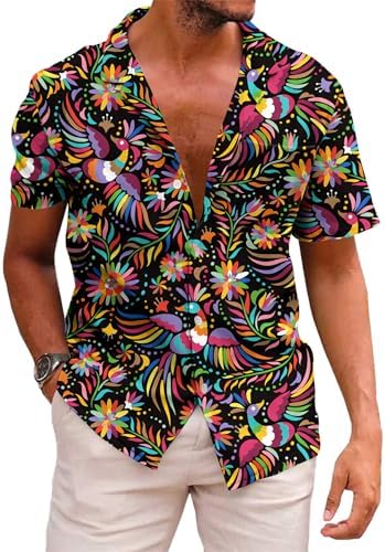 KYKU Aztec Tribal Ethnic Men's Resort Hawaiian 3D Printed Shirt - Vibrant Summer Style for Outdoor Vacation