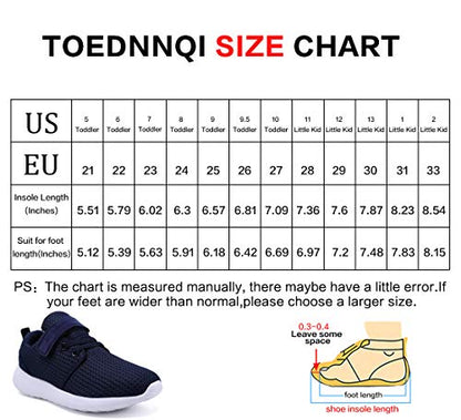 TOEDNNQI Boys Girls Sneakers Kids Lightweight Breathable Strap Athletic Running Shoes for Toddler/Little Kid/Big Kid