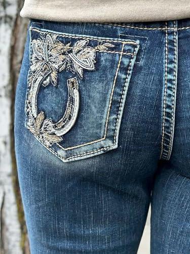 Flamingals Butt Lifting Jeans for Women Trendy Tummy Control Jeans Stretch Boot Cut Jeans Denim Pants - KevRow5760