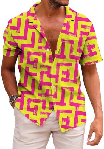 KYKU Aztec Tribal Ethnic Men's Resort Hawaiian 3D Printed Shirt - Vibrant Summer Style for Outdoor Vacation