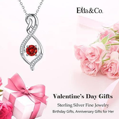 ELDA &amp; CO. Valentines Day Birthday Gifts for Mom Women Endless Love Necklace 925 Sterling Silver with January February Birthstones Garnet Amethyst Jewelry Gifts for Her - KevRow5760