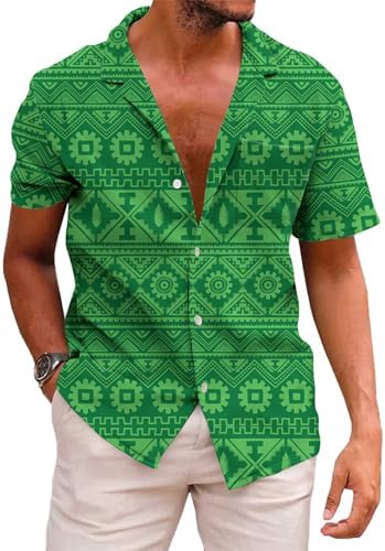 KYKU Aztec Tribal Ethnic Men's Resort Hawaiian 3D Printed Shirt - Vibrant Summer Style for Outdoor Vacation