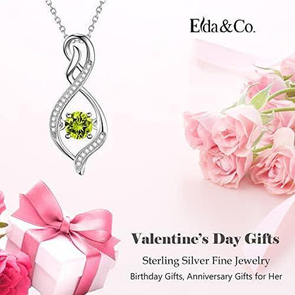 ELDA &amp; CO. Valentines Day Birthday Gifts for Mom Women Endless Love Necklace 925 Sterling Silver with January February Birthstones Garnet Amethyst Jewelry Gifts for Her - KevRow5760