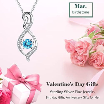 ELDA &amp; CO. Valentines Day Birthday Gifts for Mom Women Endless Love Necklace 925 Sterling Silver with January February Birthstones Garnet Amethyst Jewelry Gifts for Her - KevRow5760