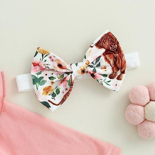 Newborn Baby Girl Clothes Infant Rib Frill Long Sleeve Romper Floral Flared Pants Headband 3pcs Fall Winter Outfits - KevRow5760