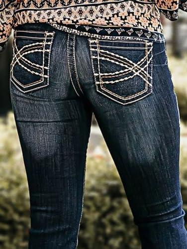 Flamingals Butt Lifting Jeans for Women Trendy Tummy Control Jeans Stretch Boot Cut Jeans Denim Pants - KevRow5760