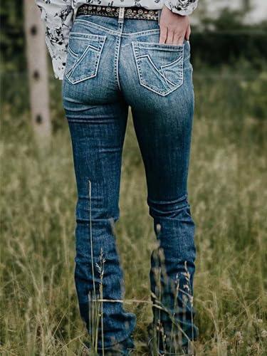 Flamingals Butt Lifting Jeans for Women Trendy Tummy Control Jeans Stretch Boot Cut Jeans Denim Pants - KevRow5760