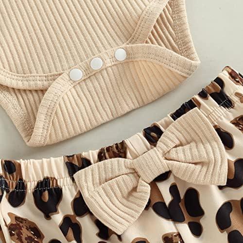 Newborn Baby Girl Clothes Infant Rib Frill Long Sleeve Romper Floral Flared Pants Headband 3pcs Fall Winter Outfits - KevRow5760