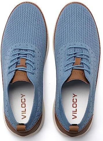 VILOCY Men&#39;s Mesh Dress Sneakers Oxfords Business Casual Walking Shoes Tennis Comfortable - KevRow5760