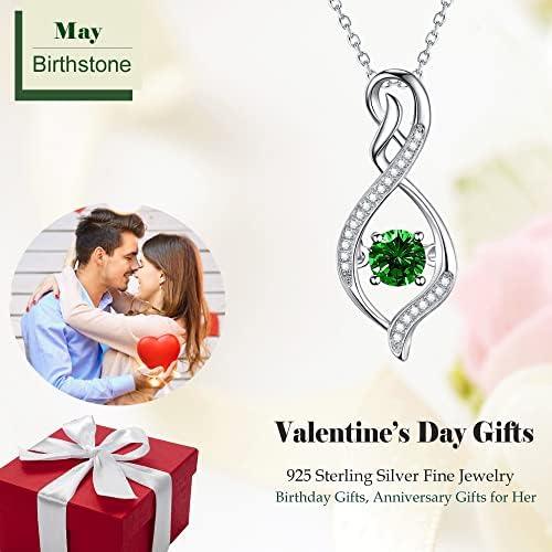 ELDA &amp; CO. Valentines Day Birthday Gifts for Mom Women Endless Love Necklace 925 Sterling Silver with January February Birthstones Garnet Amethyst Jewelry Gifts for Her - KevRow5760