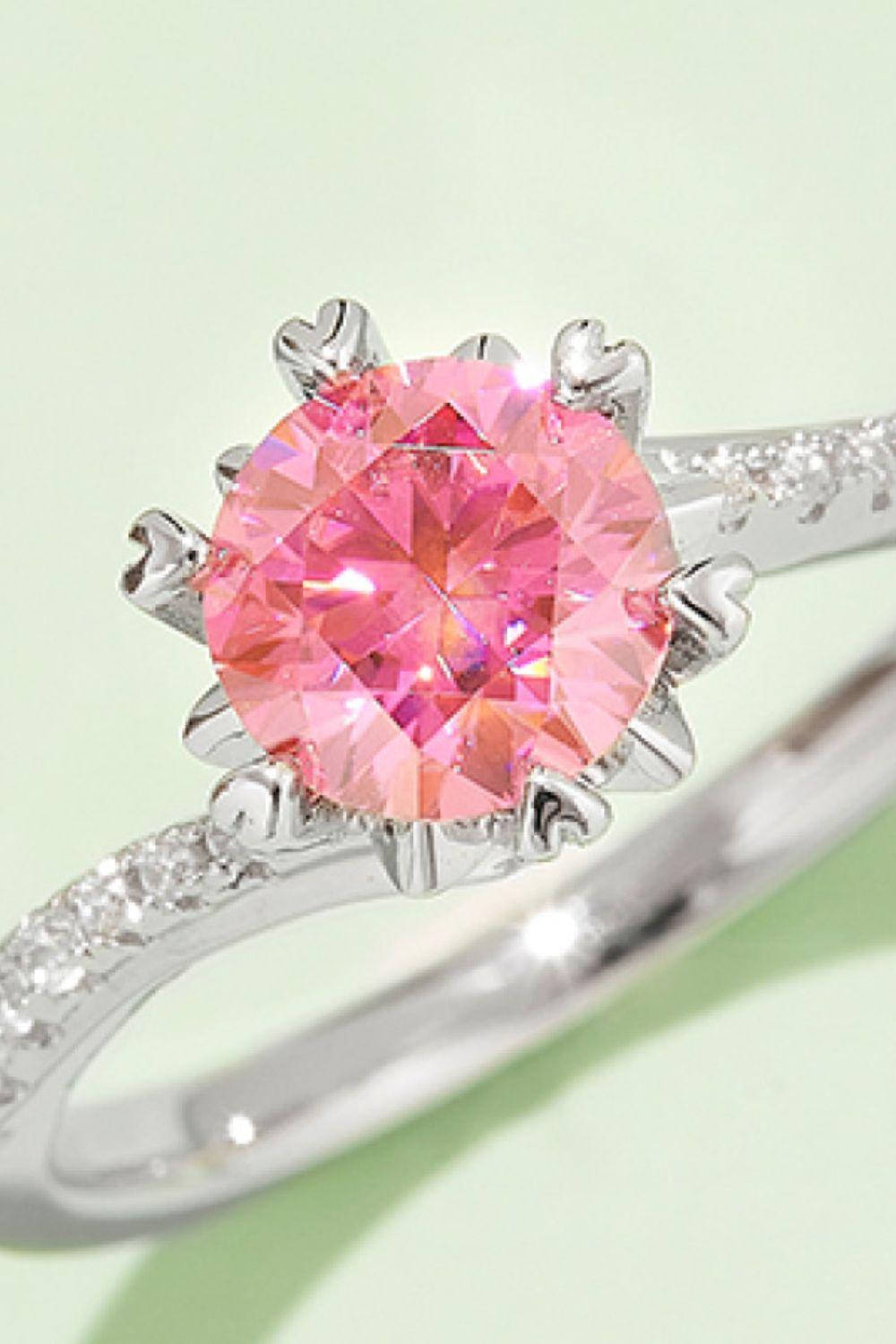 Elegant Sterling Silver Ring with Captivating Pink Moissanite Gemstone