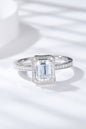 Elegant 1 Carat Moissanite 925 Sterling Silver Halo Ring - A stunning statement piece with an emerald-cut center stone surrounded by sparkling pavé diamonds.