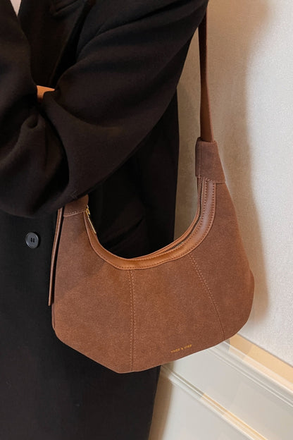 Suede Adjustable Strap Shoulder Bag