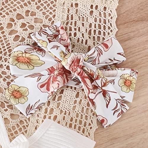 Newborn Baby Girl Clothes Infant Rib Frill Long Sleeve Romper Floral Flared Pants Headband 3pcs Fall Winter Outfits - KevRow5760