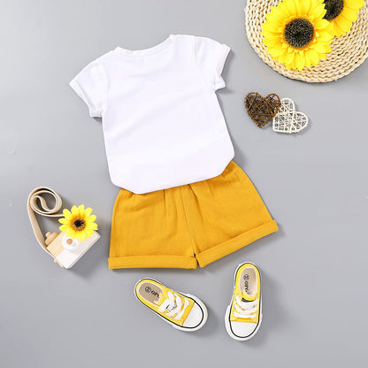 YOUNGER TREE Toddler Baby Girls Clothes Watermelon T-shirt + Linen Shorts with Belt Cute Summer Short Set