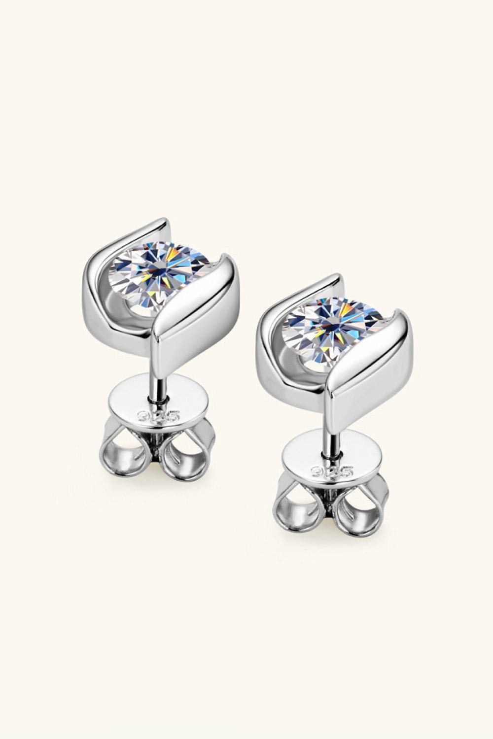 1 Carat Moissanite 925 Sterling Silver Stud Earrings with Brilliant Round Cut Diamonds