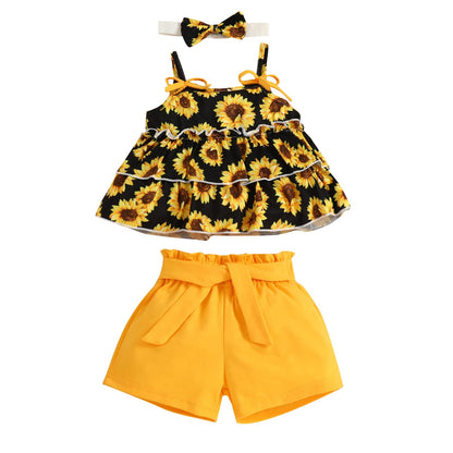 YOUNGER TREE Toddler Baby Girl Clothes Sleeveless Ruffle Bowknot Dress Top Shorts Set Summer Outfits for Little Kids Girls