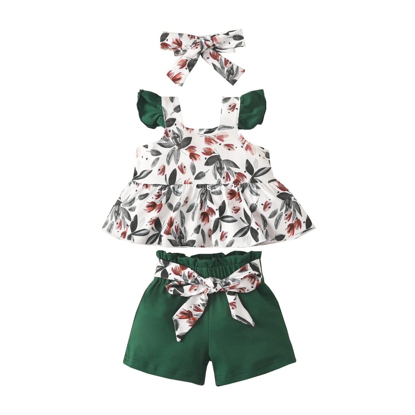 YOUNGER TREE Toddler Baby Girl Clothes Sleeveless Ruffle Bowknot Dress Top Shorts Set Summer Outfits for Little Kids Girls