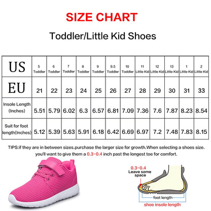 TOEDNNQI Boys Girls Sneakers Kids Lightweight Breathable Strap Athletic Running Shoes for Toddler/Little Kid/Big Kid