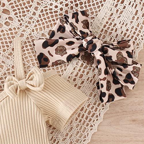 Newborn Baby Girl Clothes Infant Rib Frill Long Sleeve Romper Floral Flared Pants Headband 3pcs Fall Winter Outfits - KevRow5760