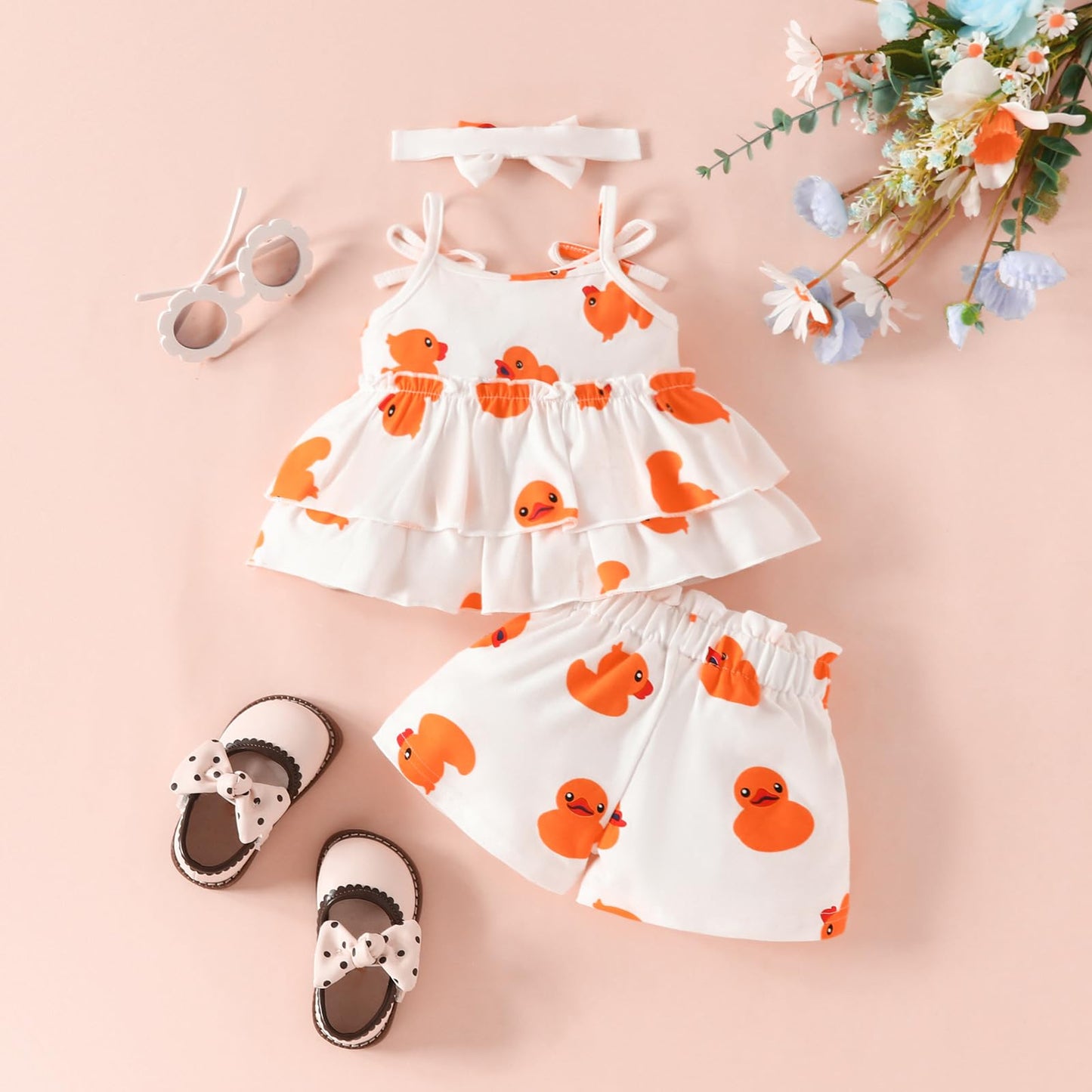 YOUNGER TREE Toddler Baby Girl Clothes Sleeveless Ruffle Bowknot Dress Top Shorts Set Summer Outfits for Little Kids Girls