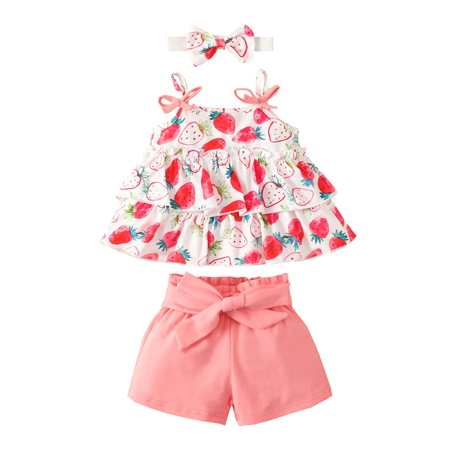 YOUNGER TREE Toddler Baby Girl Clothes Sleeveless Ruffle Bowknot Dress Top Shorts Set Summer Outfits for Little Kids Girls