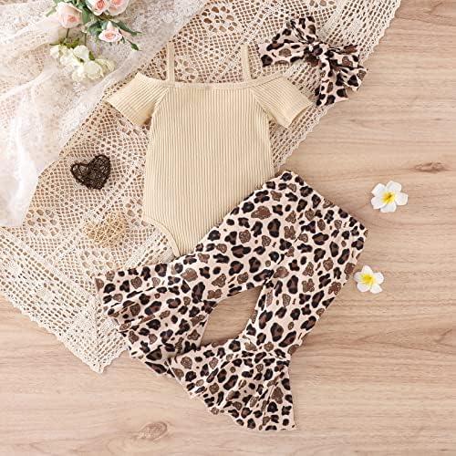 Newborn Baby Girl Clothes Infant Rib Frill Long Sleeve Romper Floral Flared Pants Headband 3pcs Fall Winter Outfits - KevRow5760