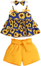 YOUNGER TREE Toddler Baby Girl Clothes Sleeveless Ruffle Bowknot Dress Top Shorts Set Summer Outfits for Little Kids Girls