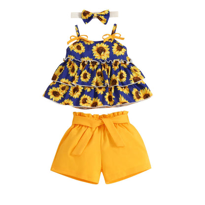 YOUNGER TREE Toddler Baby Girl Clothes Sleeveless Ruffle Bowknot Dress Top Shorts Set Summer Outfits for Little Kids Girls