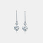 Captivating Moissanite Heart Drop Earrings in Sterling Silver