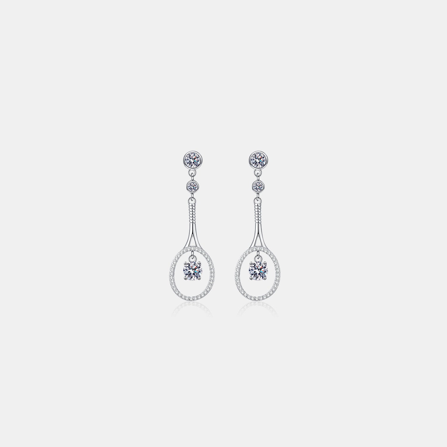 Elegant sterling silver drop earrings with sparkling 1 carat moissanite stones, perfect for any occasion.