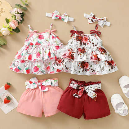 YOUNGER TREE Toddler Baby Girl Clothes Sleeveless Ruffle Bowknot Dress Top Shorts Set Summer Outfits for Little Kids Girls