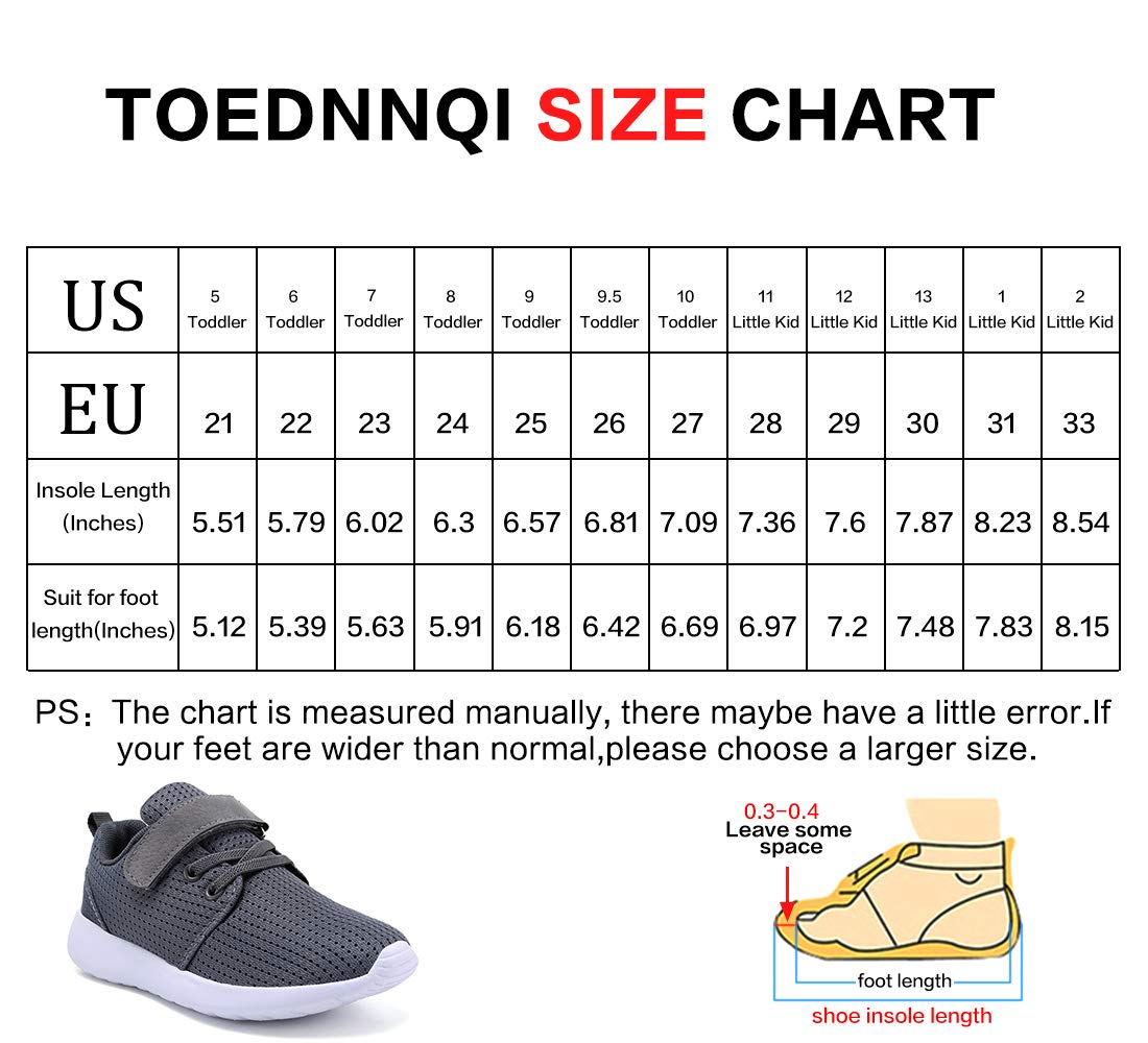 TOEDNNQI Boys Girls Sneakers Kids Lightweight Breathable Strap Athletic Running Shoes for Toddler/Little Kid/Big Kid