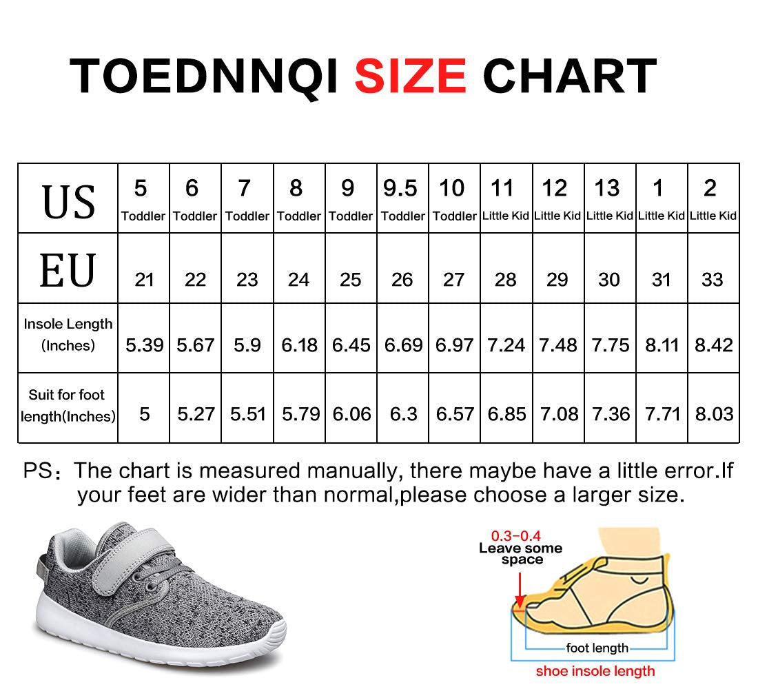 TOEDNNQI Boys Girls Sneakers Kids Lightweight Breathable Strap Athletic Running Shoes for Toddler/Little Kid/Big Kid